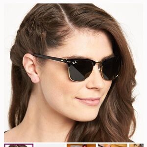 Ray-Ban Black and Gold Clubmaster Sunglasses for Women